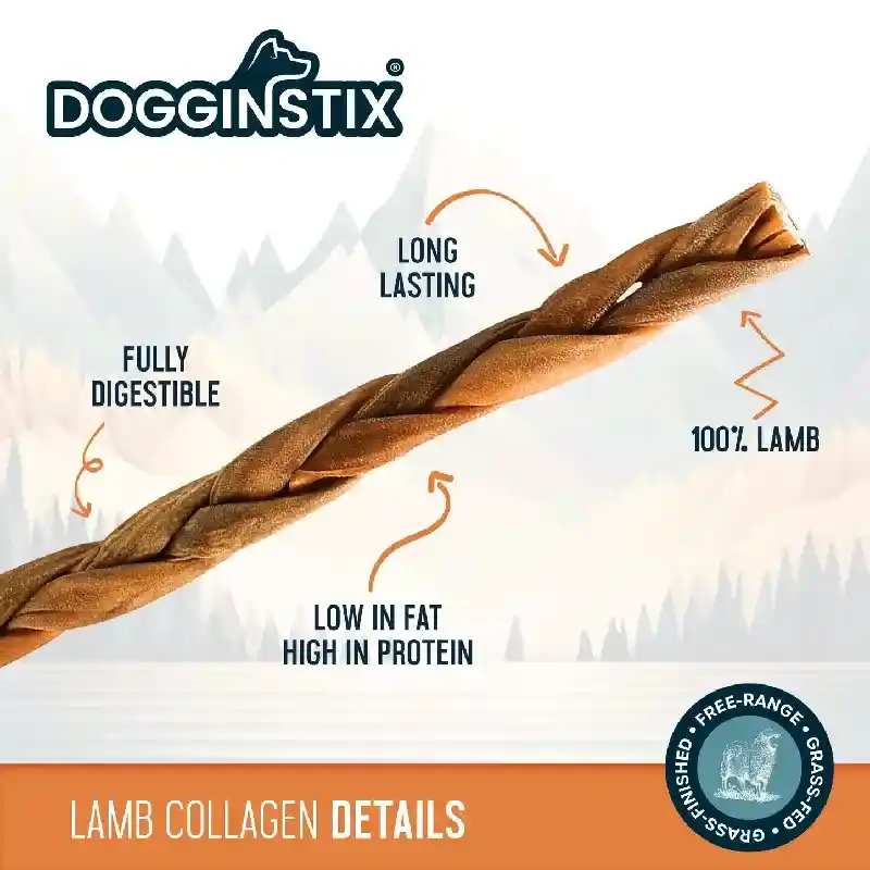DogginStix | Dog - Braided Lamb Collagen 6"
