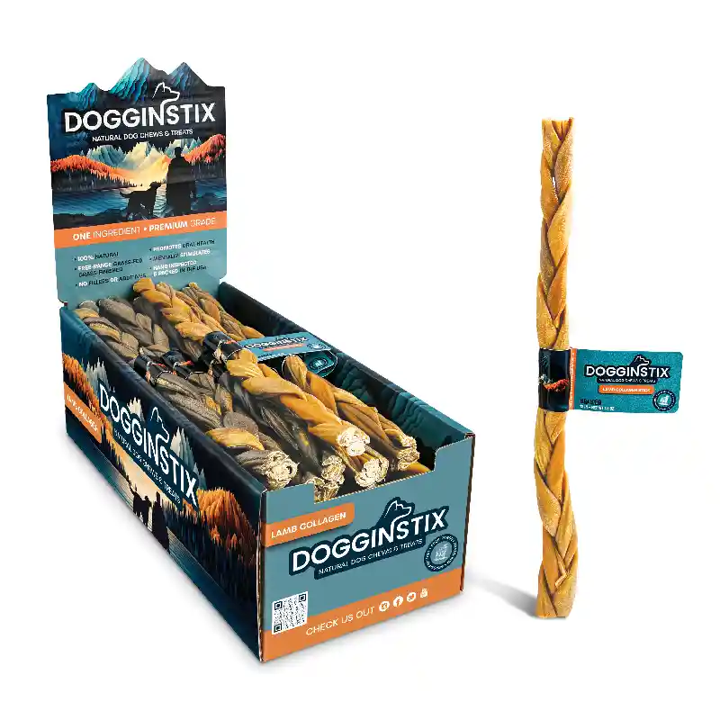 DogginStix | Dog - Braided Lamb Collagen 12"
