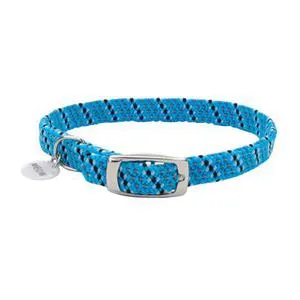 Reflective Safety Stretch Collar With Reflective Charm - Blue With Black 3/8" X 10"
