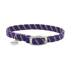 Reflective Safety Stretch Collar With Reflective Charm - Purple 3/8" X 10"