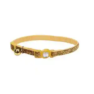 SafeCat | Jewel Adj Collar w/Glitter 12" Gold
