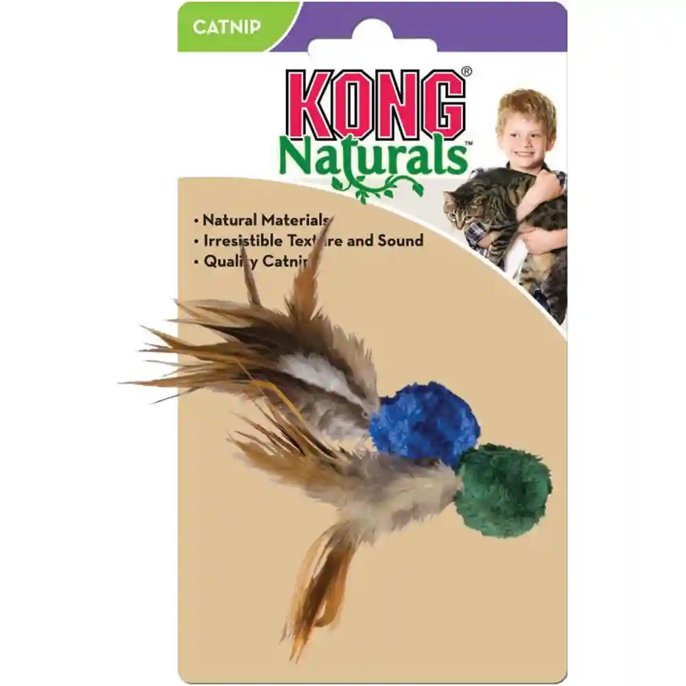 KONG | Cat - Naturals Crinkle Ball Feather 2pk