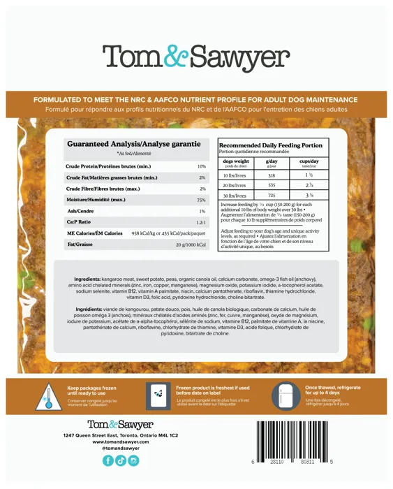 Tom & Sawyer | Kangaroo Dog Food 10/454gr
