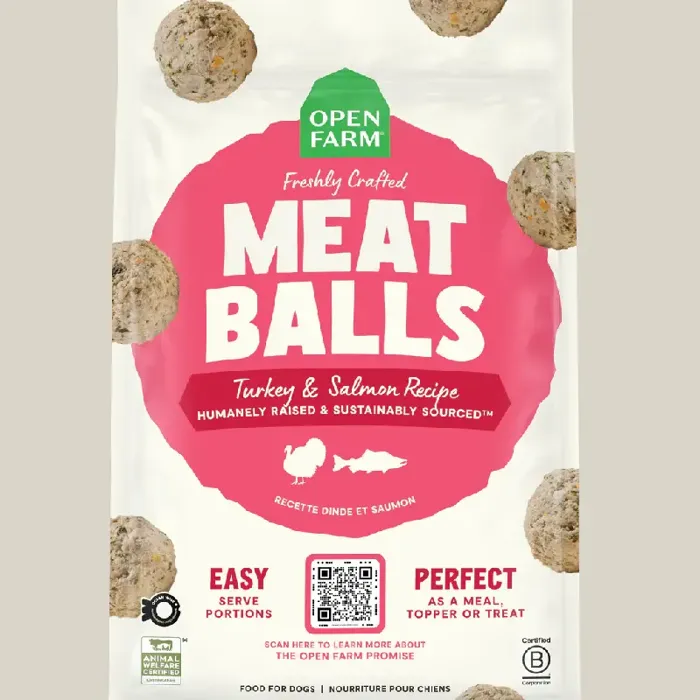 Open Farm Turkey & Salmon Meatballs 14-oz bag front