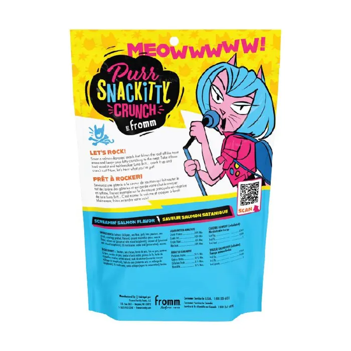 Fromm PurrSnackitty Crunch Screamin' Salmon 3 oz bag back