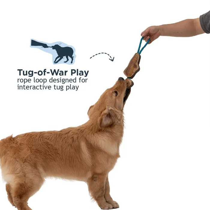 Tall Tails Dog Toy Natural Leather Color Jointed Trout Tug 16"