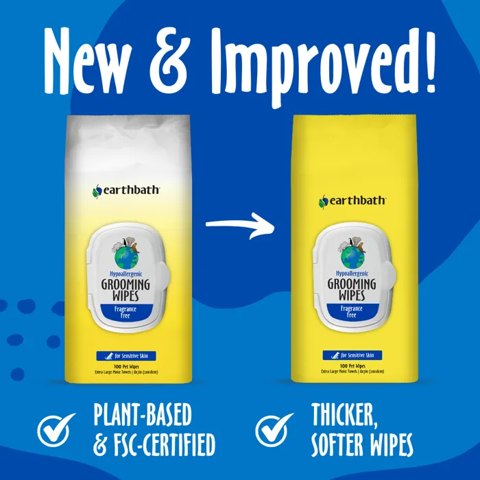 earthbath Hypoallergenic Grooming Wipes package update