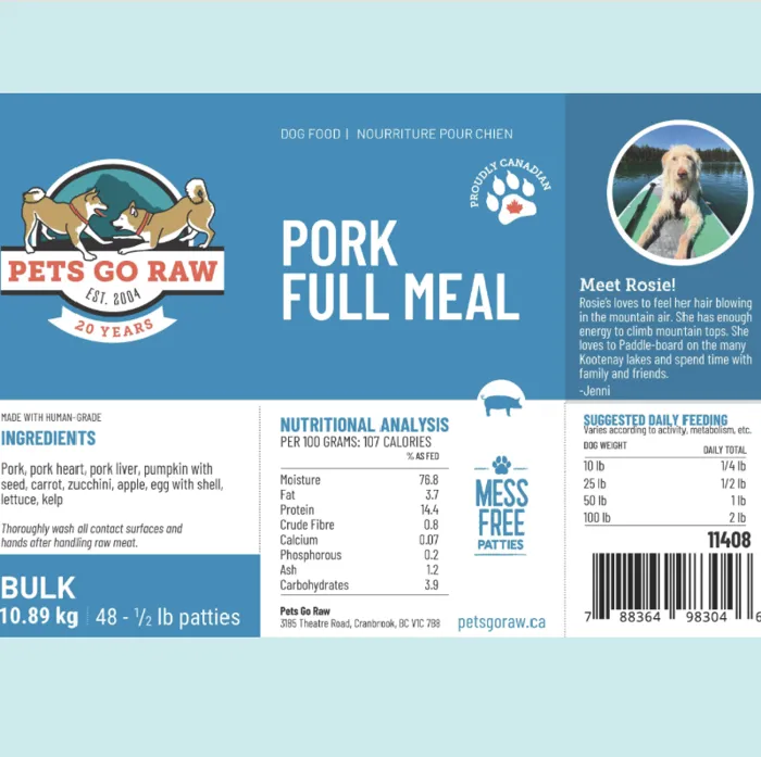 PGR | Pork Full Meal Patties 24lb