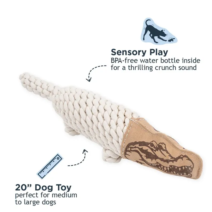 Tall Tails Dog Toy Natual Leather Crunch Crocodile 20"