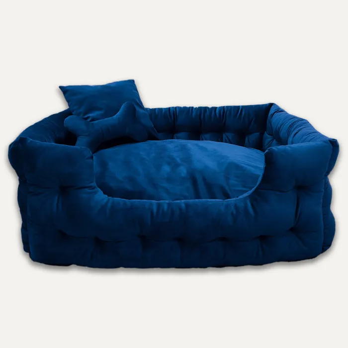 Gooeez | Luxury Velour Pet Bed 28x2" Blue