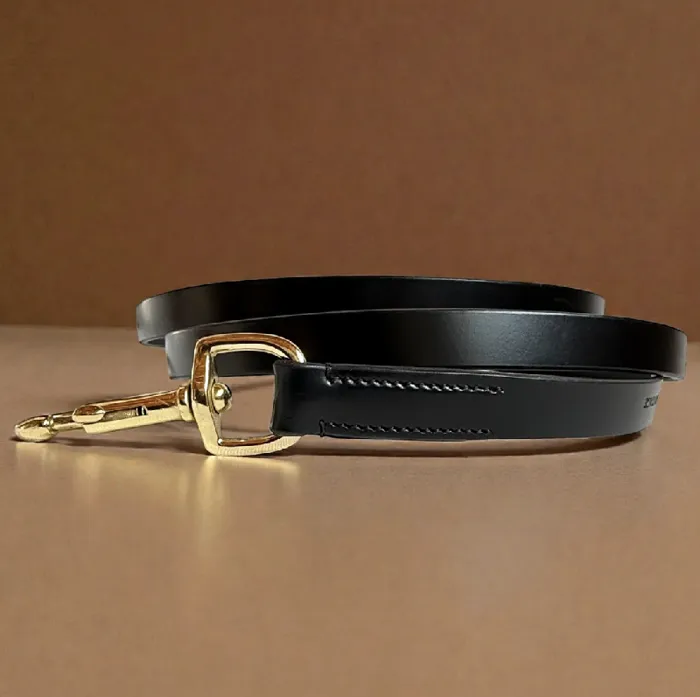 IV | Leather 1/2" Leash 6'  Black