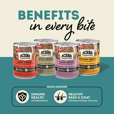 Acana 12.8 Oz Dog Can Premium Pate Duck Recipe 12/cs