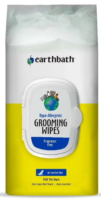 earthbath Hypoallergenic Grooming Wipes 100 ct front pouch
