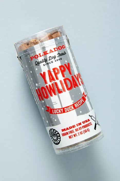 Polka Dog Bakery Yappy Howlidays 2-ounce tube angled view